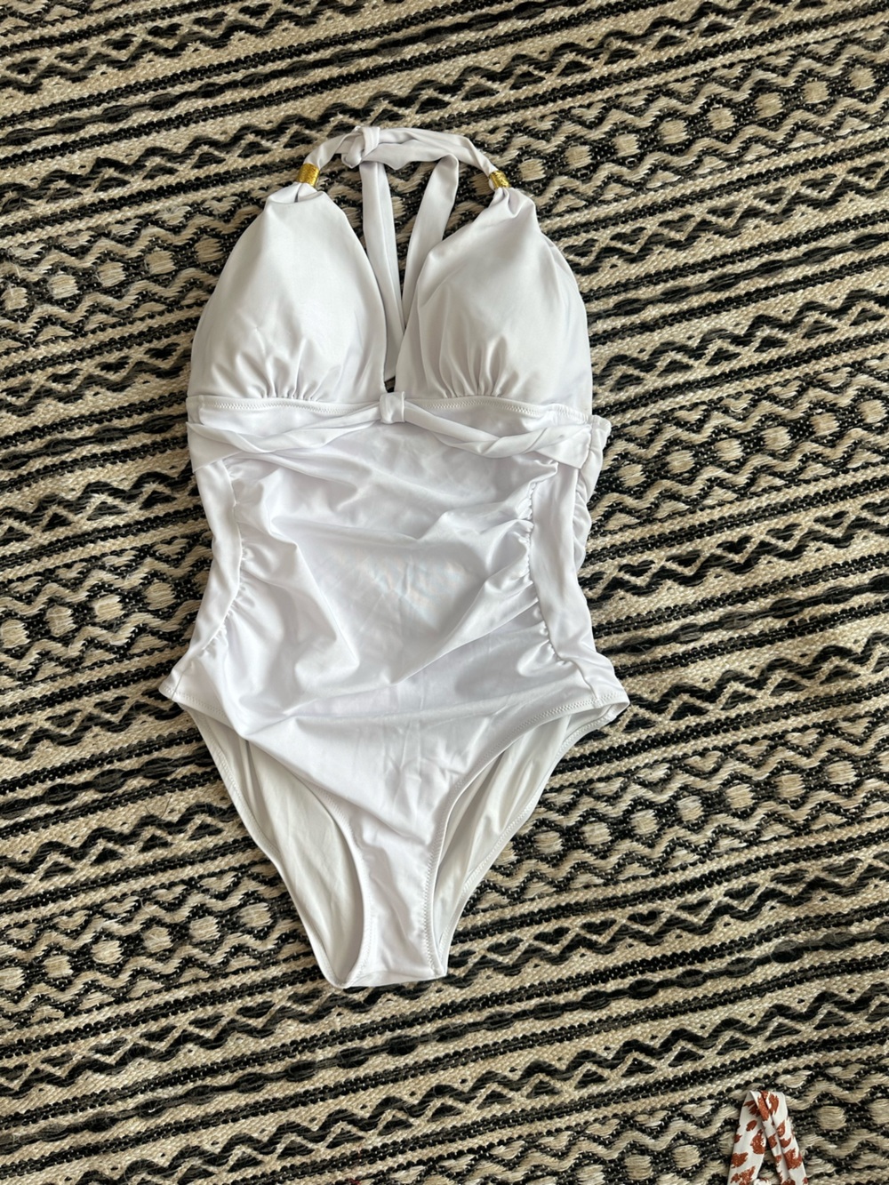 White Ruched Bikini Top
